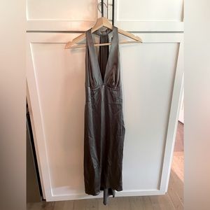 Grey Satin, midi cocktail dress - Yigal Azrouël. strapless